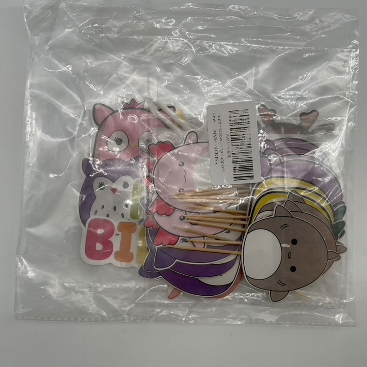 Squishmallow Happy Birthday Cupcakes Decoration (20 cupcakes decorations toppers and 1 Banner)