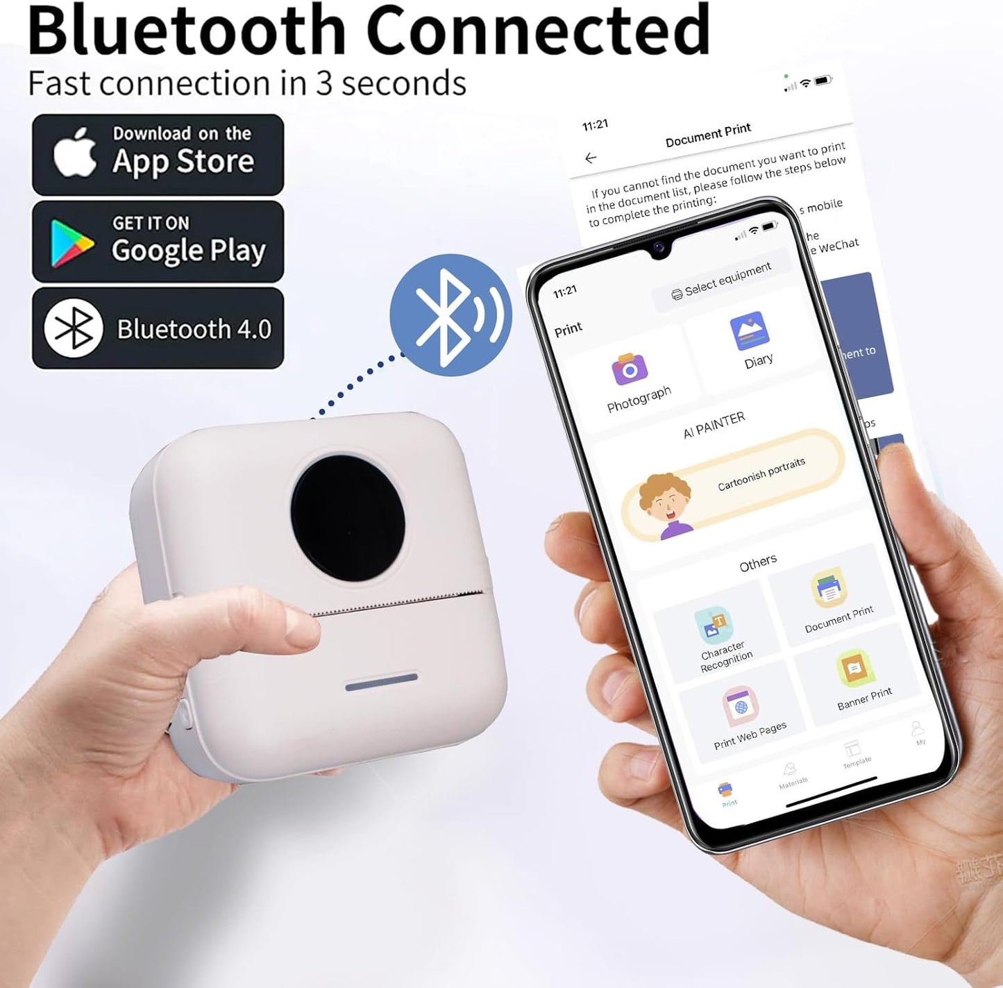 Mini Bluetooth Pocket Thermal Printer with 5 Paper Rolls