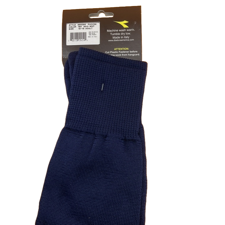 Diadora Puccini Soccer Socks Navy Blue and White Stripes (Size 10-13)