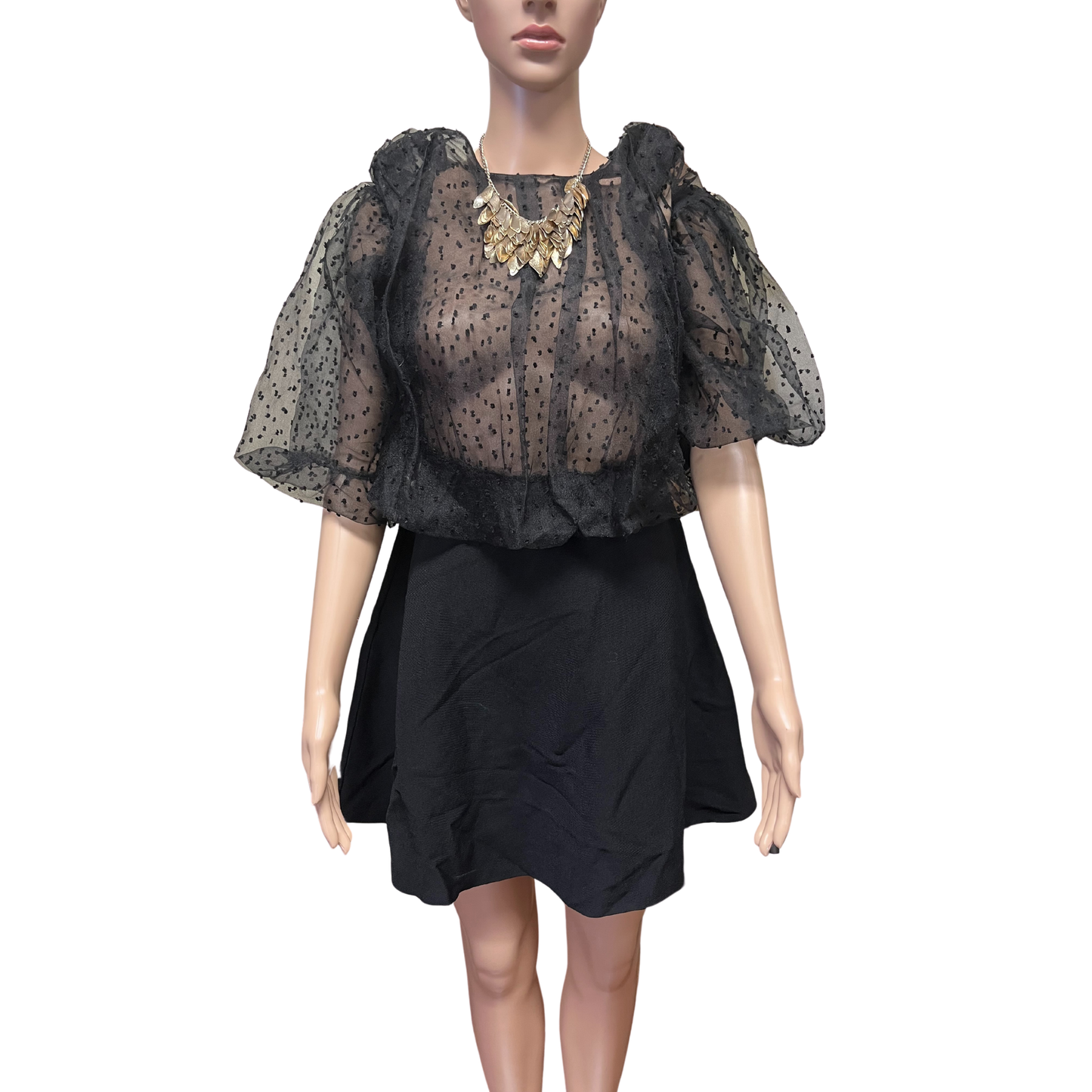 Zara Seethrough Black Dress (Size Medium)