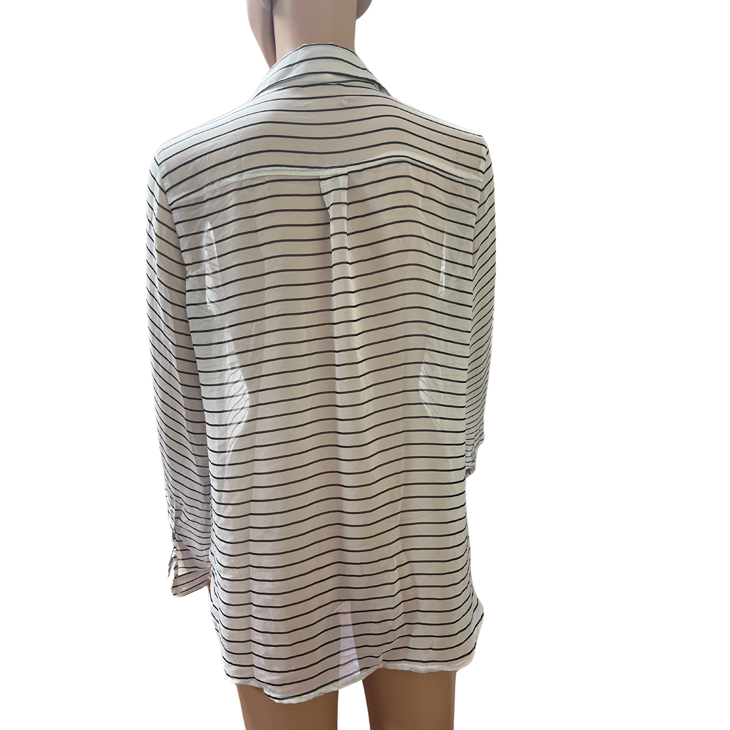 Old Navy White with Black Stripes Formal Blouse (Size Medium)