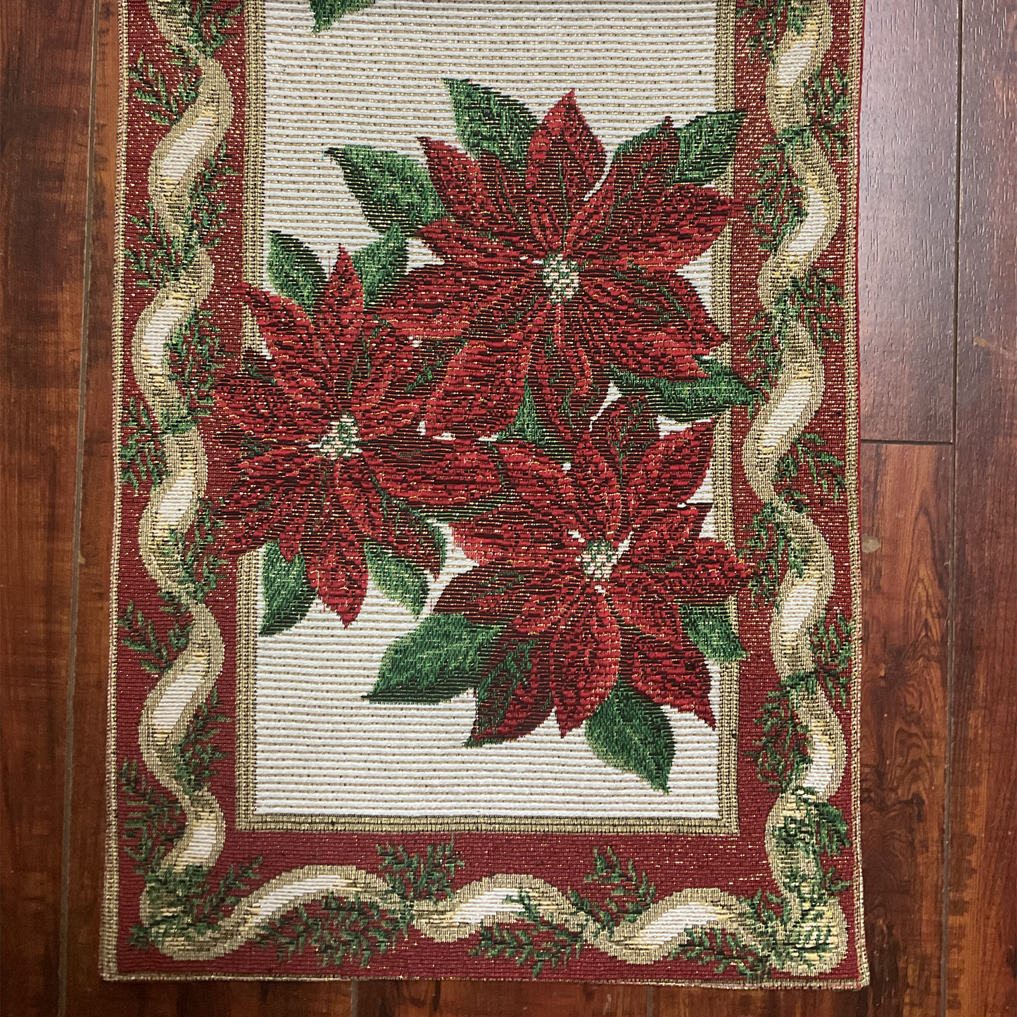 Christmas Poinsettias Table Runner (68")