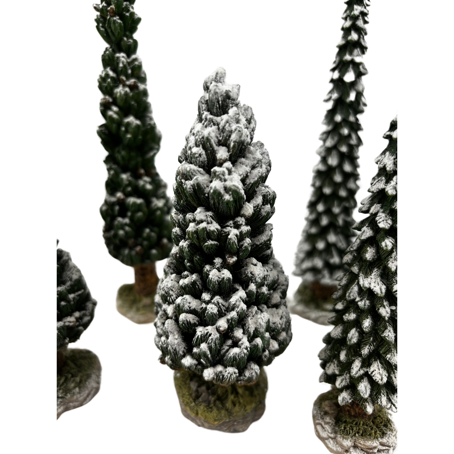 Village Snowy Scotch Pines 9 x 9.5 inches (Set of 6)