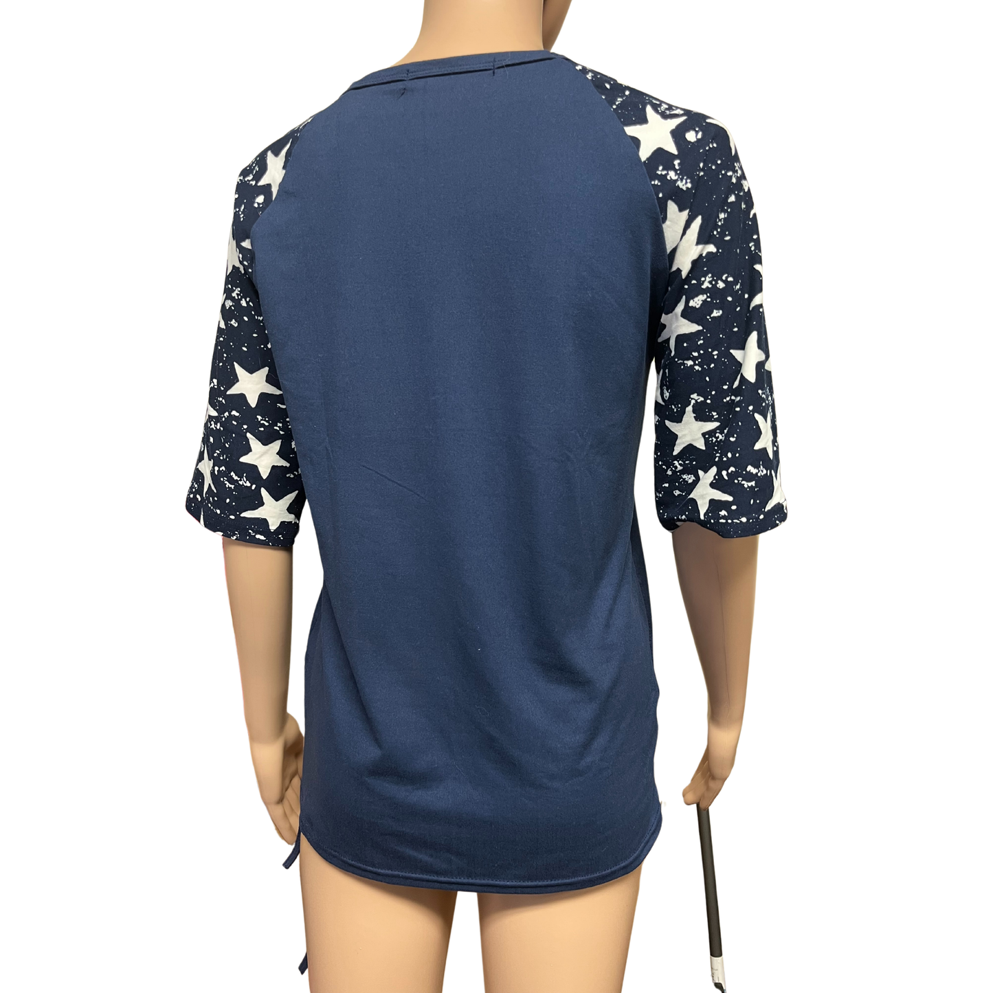 W DoubleJu 4th of July Blue Blouse (Size Medium)