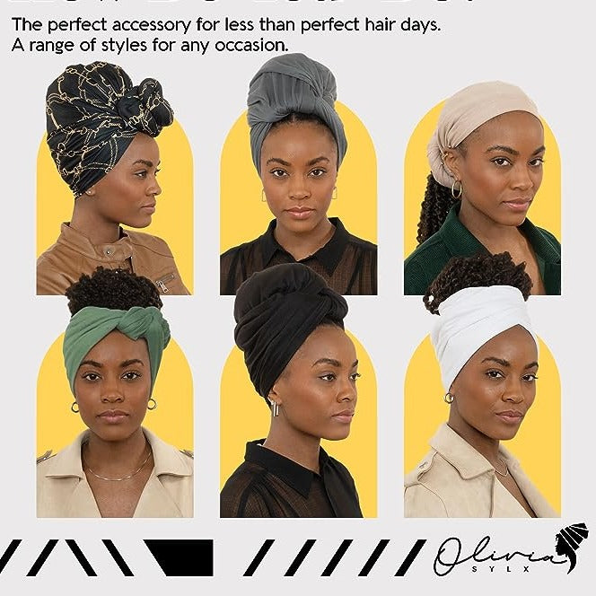 Olivia Sylx Head Wrap Scar para Mujer Turban Tie Urban Headwrap Marrón Chocolate para cabello