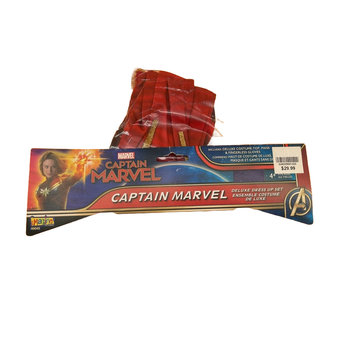 Capitán Marvel Deluxe Dress Up Set Ensemble Costume De Luxe (Talla 4-6 T)