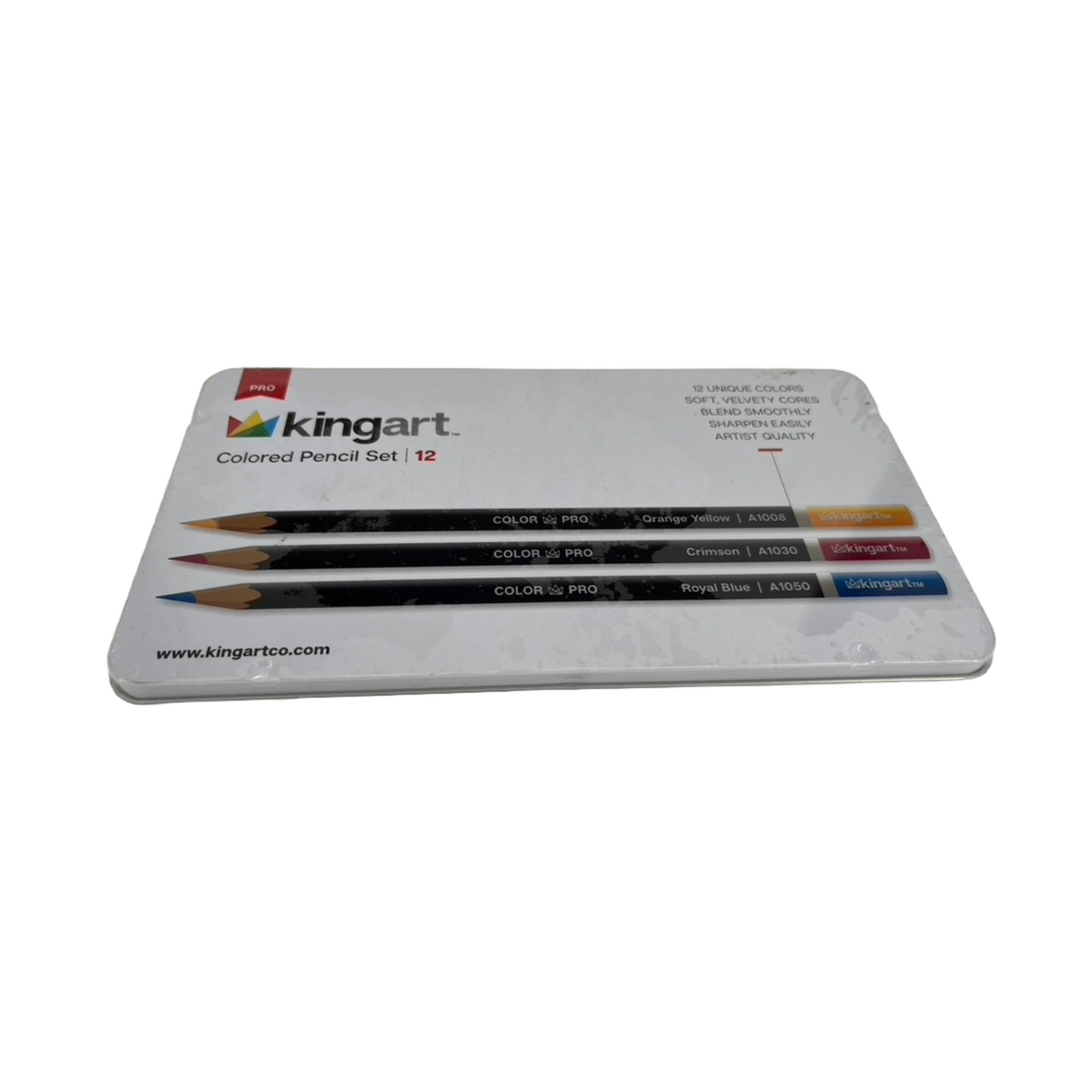 KINGART Metal Thin Case, Set of 12 Assorted Unique Colored Pencils