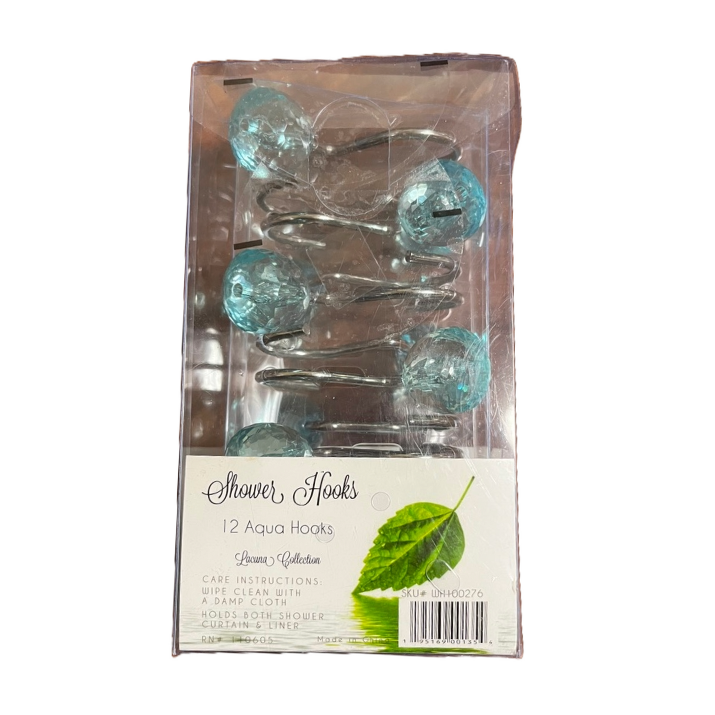 Lacuna Collection Metal Aqua Shower Hooks set of 12 for Restroom