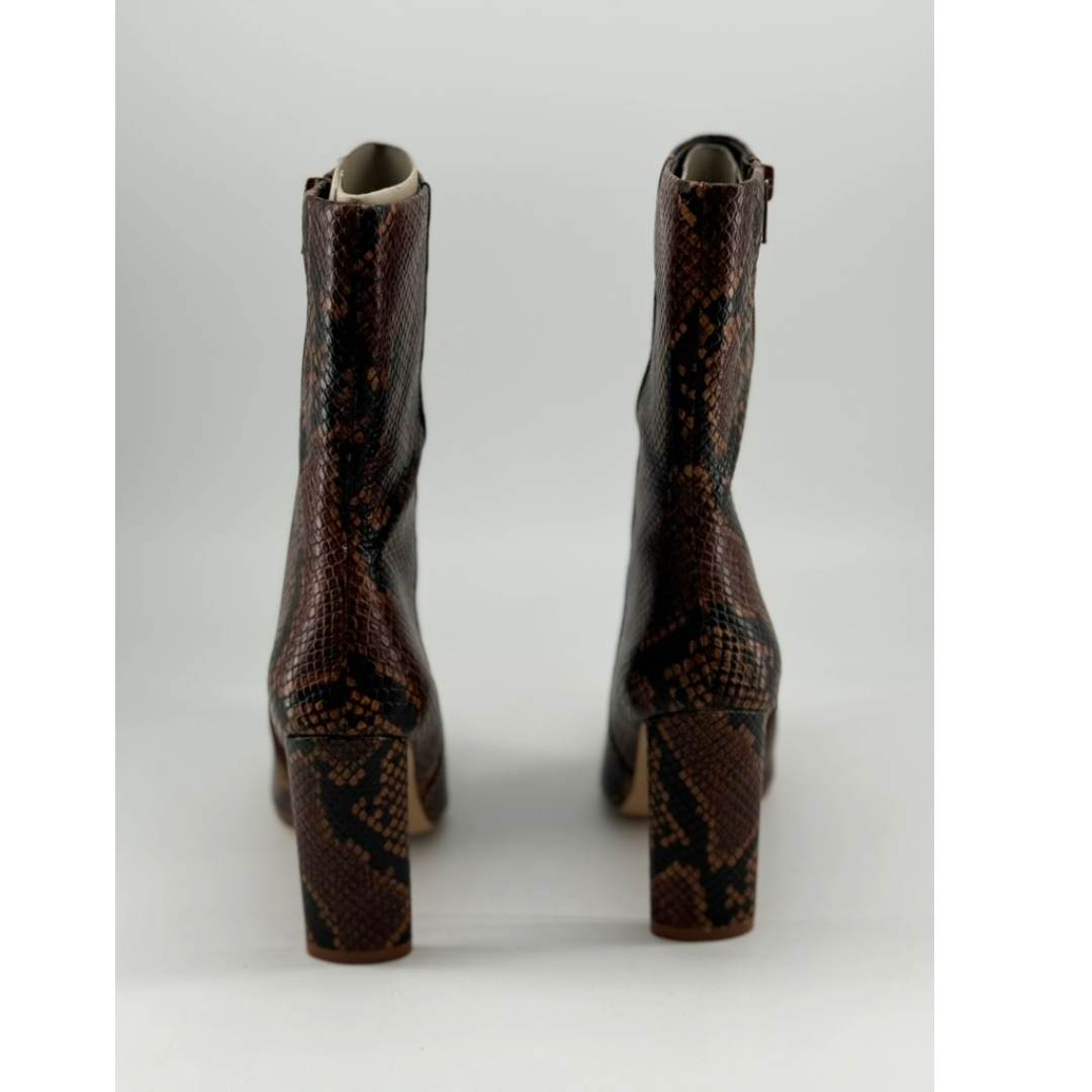 Aldo Brown Snake Mid-Heel Almond Toe Ankle Bootie (Size 6)