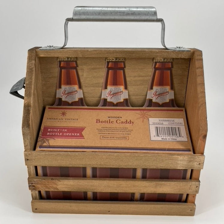 American Vintage Wooden Bottle Caddy