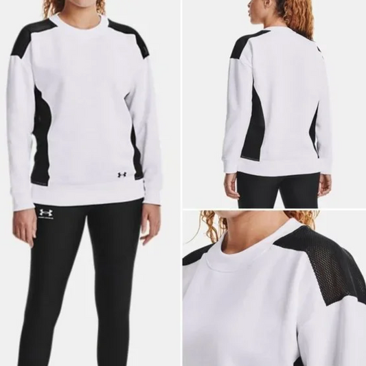 Under Armour Women's UA Volleyball Oversized Pullover Color: White and Black Size: Large