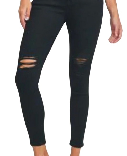 Enjean High Rise Destructed Style EP3203r Black Women's Pants (Size 0)