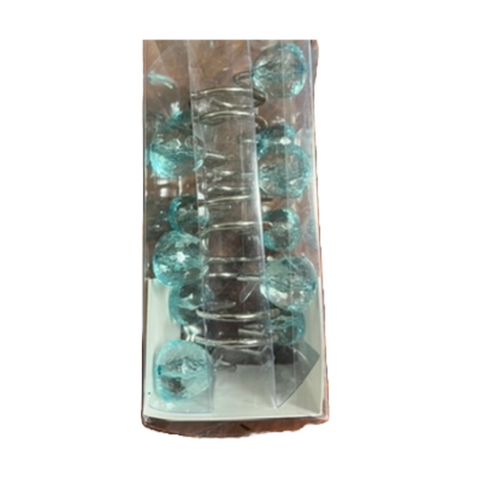 Lacuna Collection Metal Aqua - Juego de 12 ganchos para ducha para baño