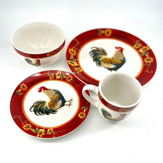 Rooster Dinner Set for Four