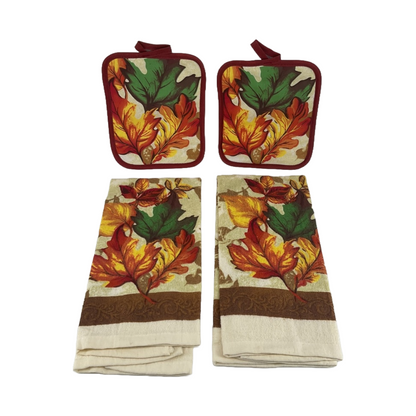 Fall Hanging Kitchen Towels and Pot Holders - 4 piece