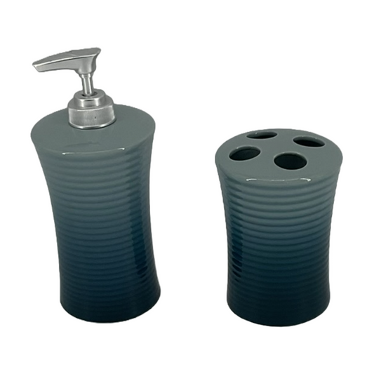 Soporte para cepillo de dientes y jabón sólido acanalado Ombre (color: azul océano) para baño