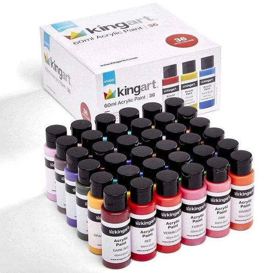 Kingart Studio Acrylic Paint, 60ml Bottle, Set of 36 Vibrant Colors